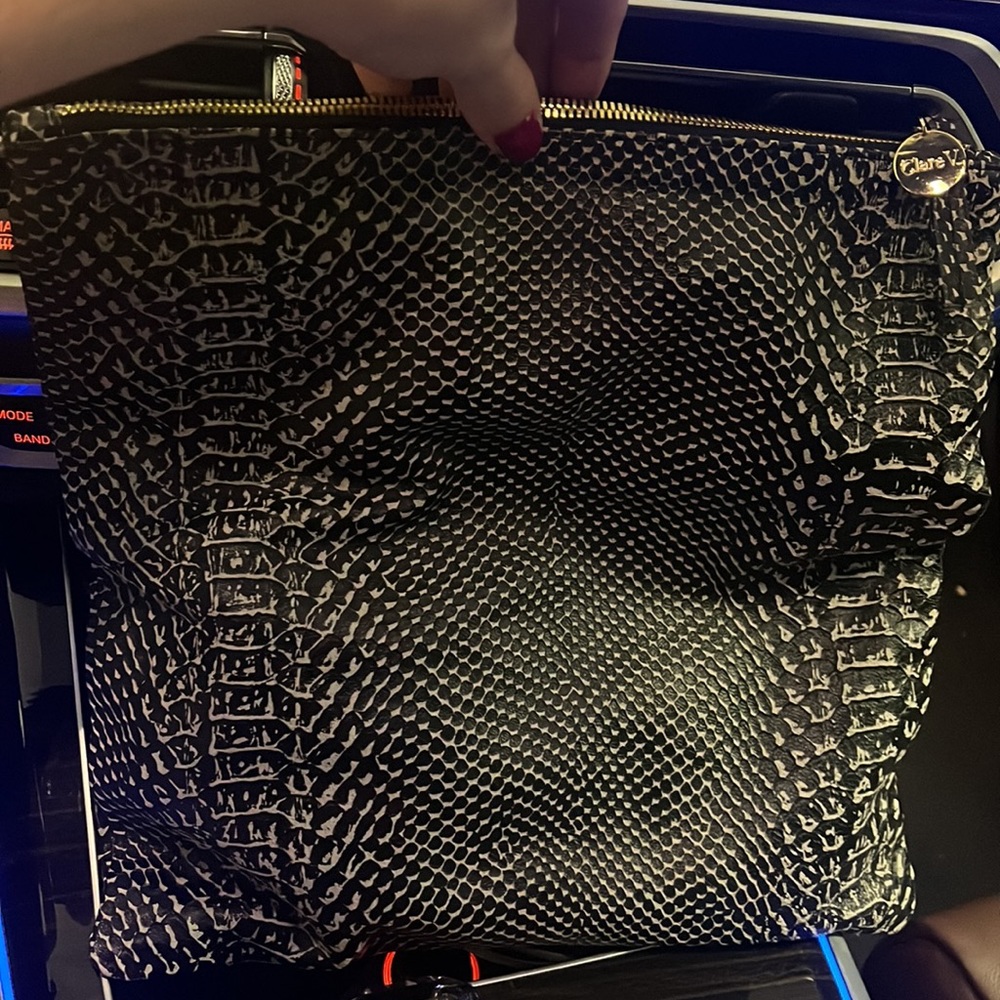 Clare V. Black Gray Fold Over Clutch - Picture 3 of 8